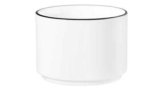 Weiße Tasse mit schwarzem Rand