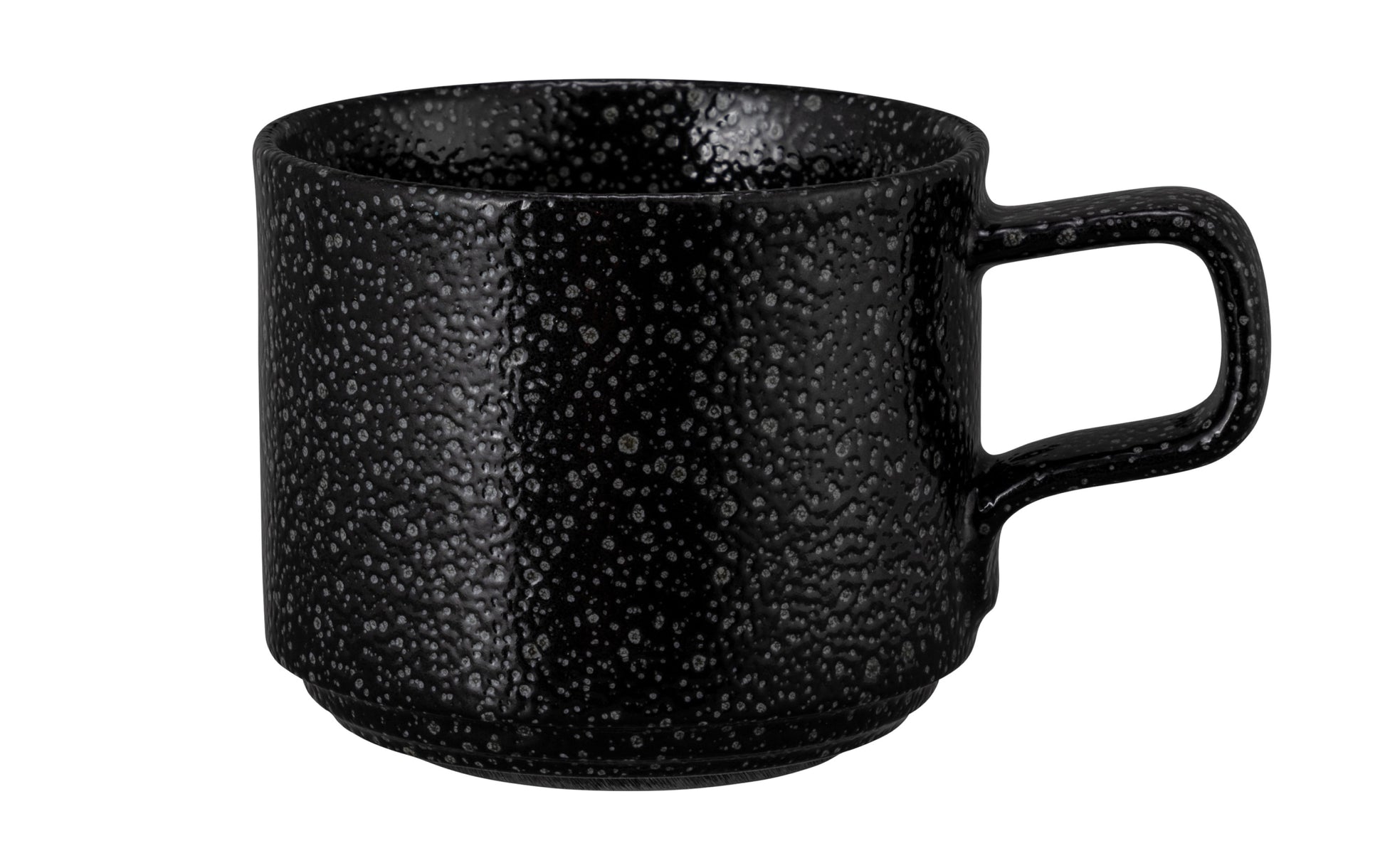Schwarze Kaffeetasse mit Struktur