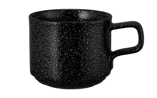 Schwarze Kaffeetasse mit Struktur
