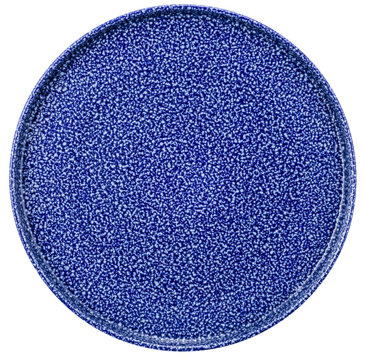 Blauer runder Teller von oben
