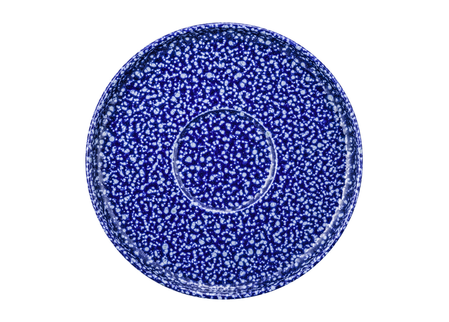 Blauer Teller mit Sprenkeln