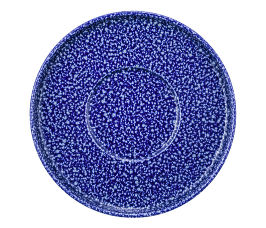 Blauer Speckle-Teller von oben