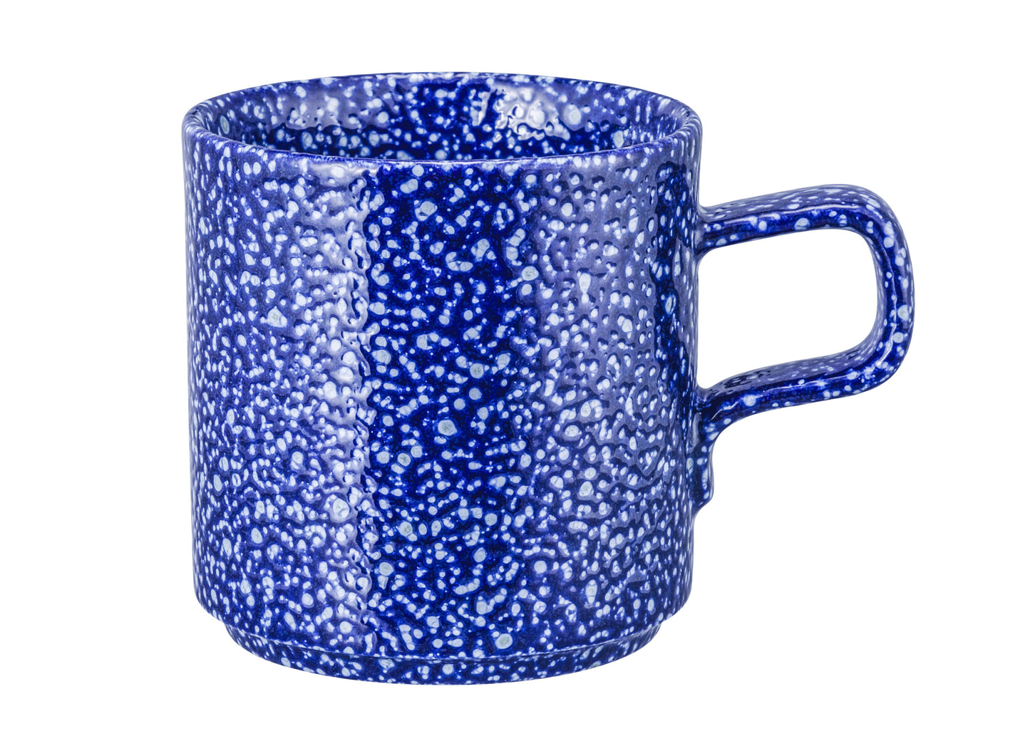 Blaue Keramiktasse mit Sprenkelmuster