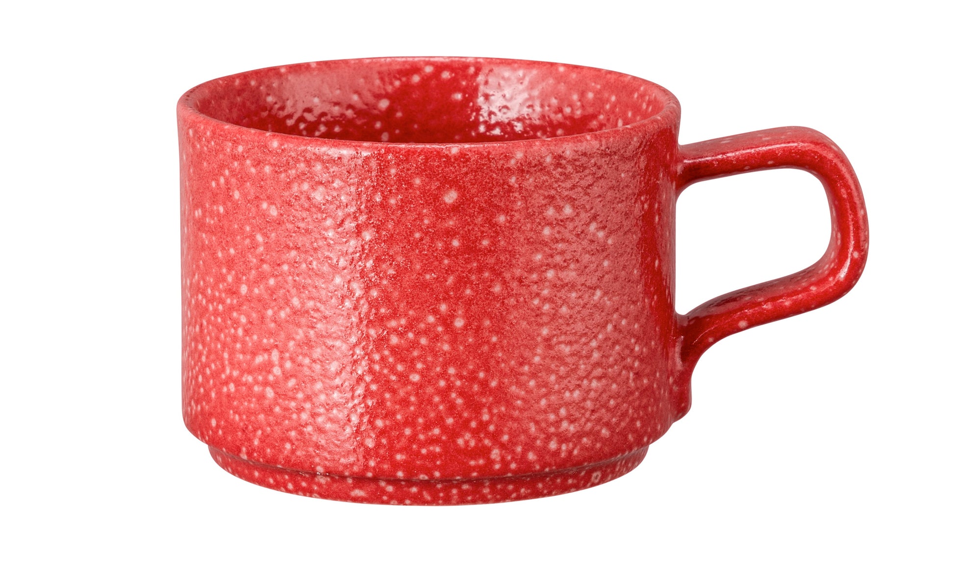 Rote Keramiktasse mit Henkel