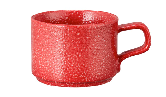 Rote Keramiktasse mit Henkel