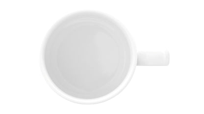 Weiße Kaffeetasse auf weißem Hintergrund
