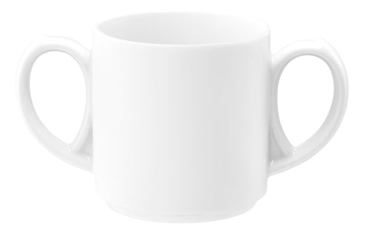 Weiße Kaffeetasse mit Doppelhenkel