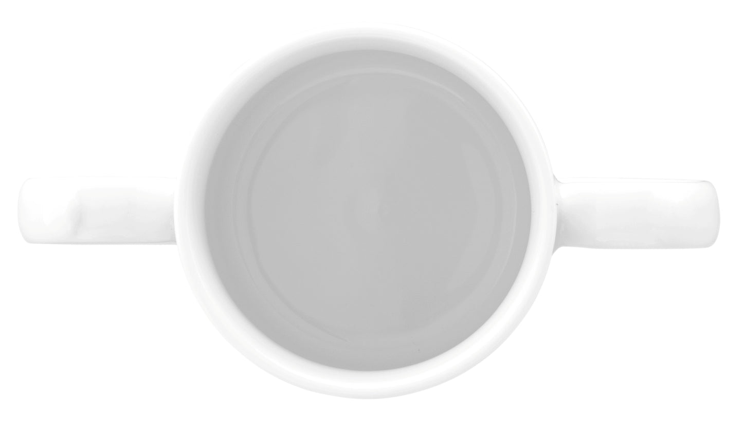 Weiße Kaffeetasse mit Doppelhenkel