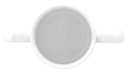Weiße Kaffeetasse mit Doppelhenkel