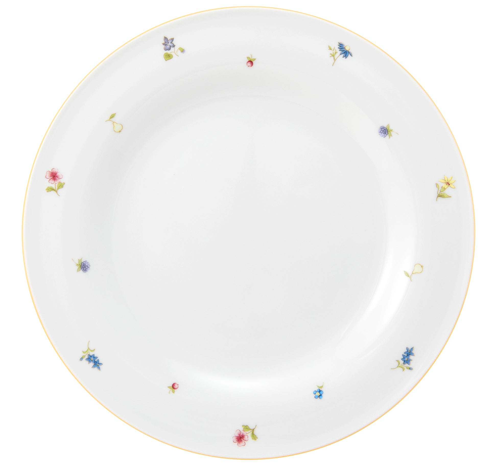 Leerer Teller mit Blumenmuster.