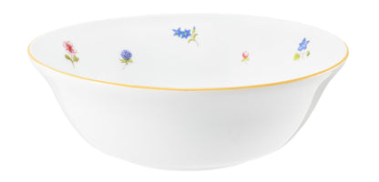 Weiße Schale mit Blumenmuster.