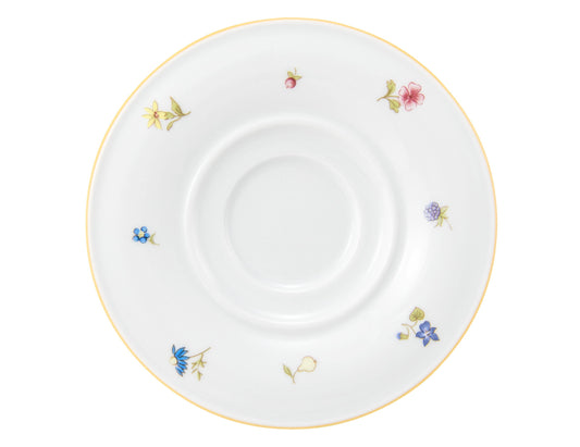 Weiße Untertasse mit Blumenmuster