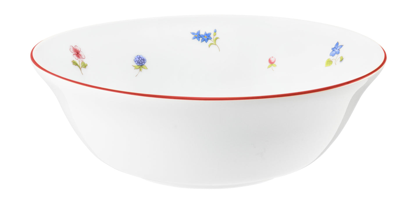 Weiße Schale mit Blumenmuster.