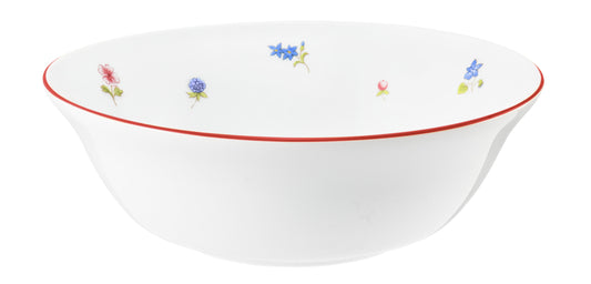 Weiße Schale mit Blumenmuster.