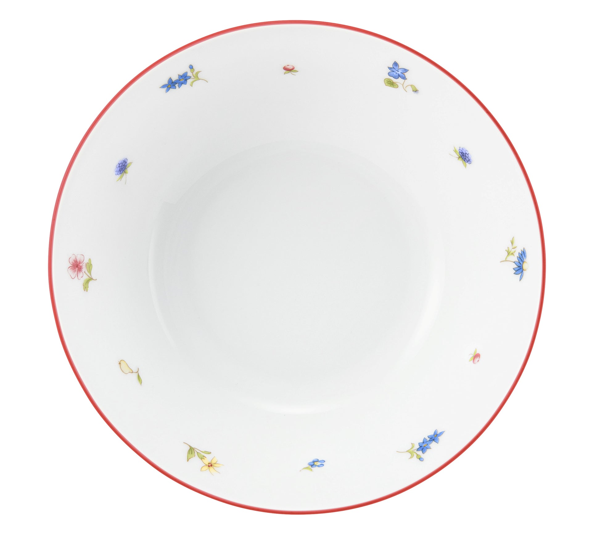 Weiße Schale mit Blumenmuster.