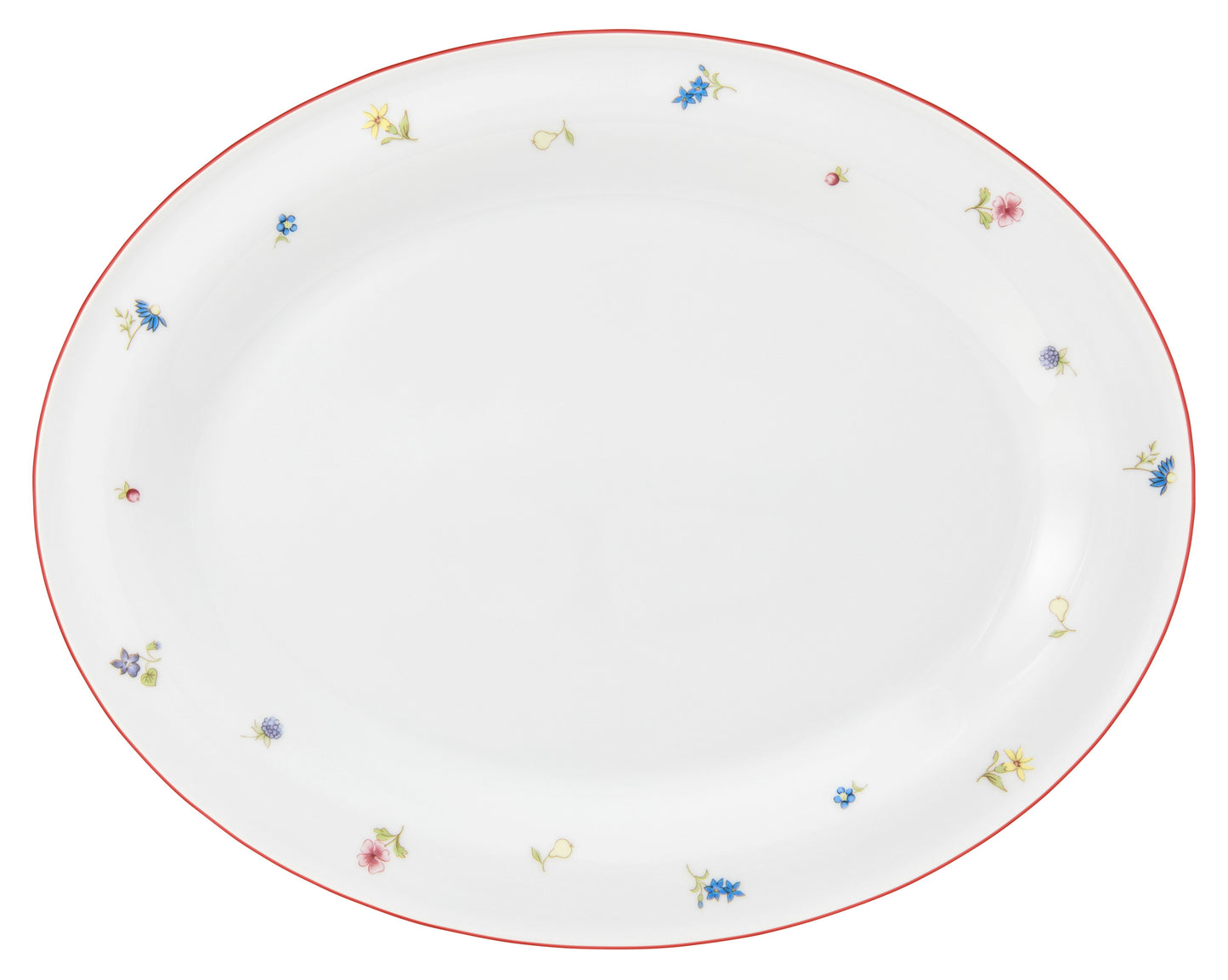 Leerer Porzellanteller mit Blumenmuster.