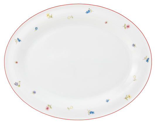 Leerer Porzellanteller mit Blumenmuster.