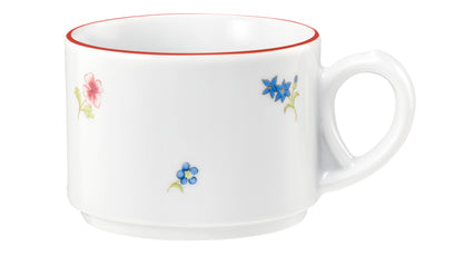 Weiße Kaffeetasse mit Blumen