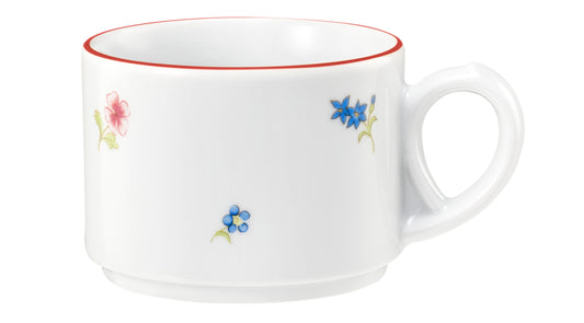 Weiße Kaffeetasse mit Blumen
