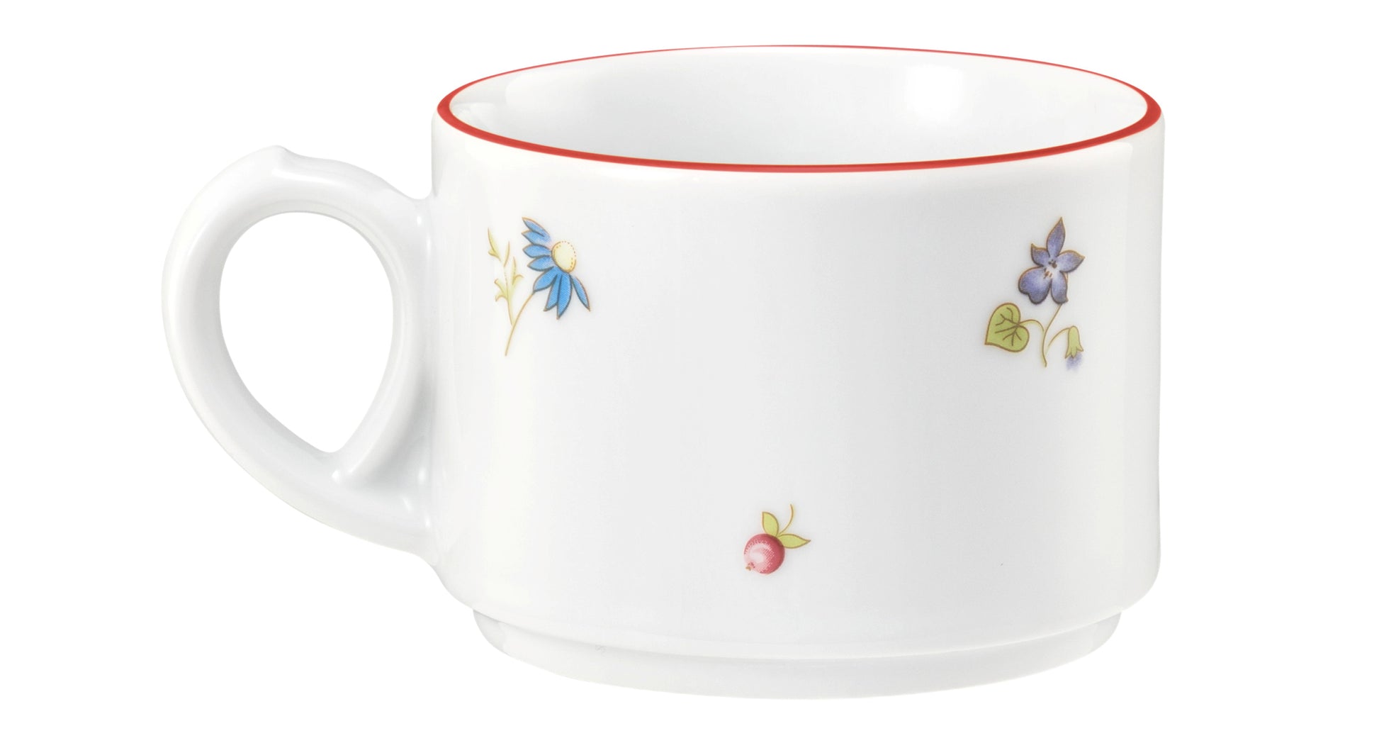 Weiße Kaffeetasse mit Blumen