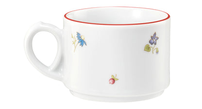 Weiße Kaffeetasse mit Blumen