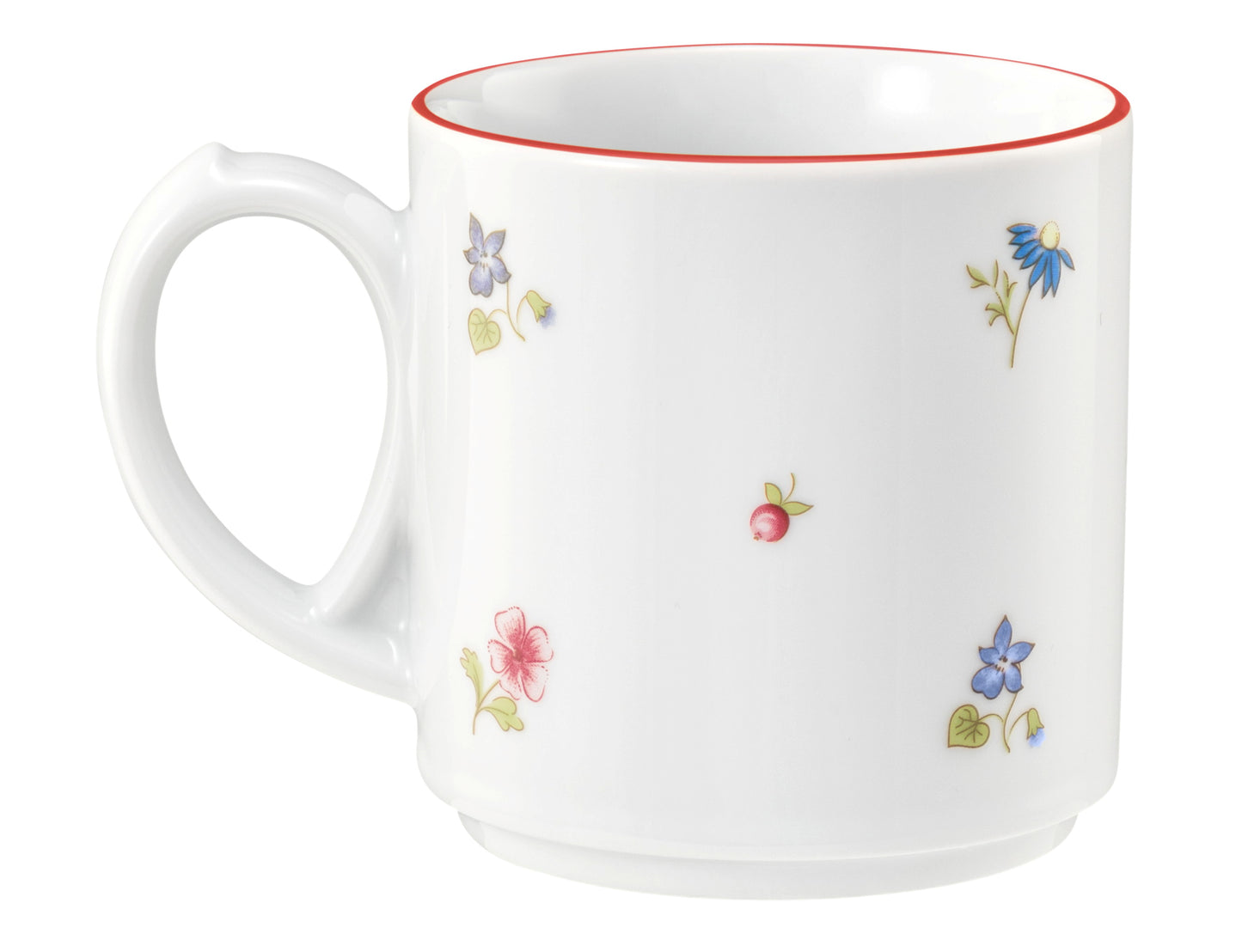 Tasse mit Blumenmuster auf weiß
