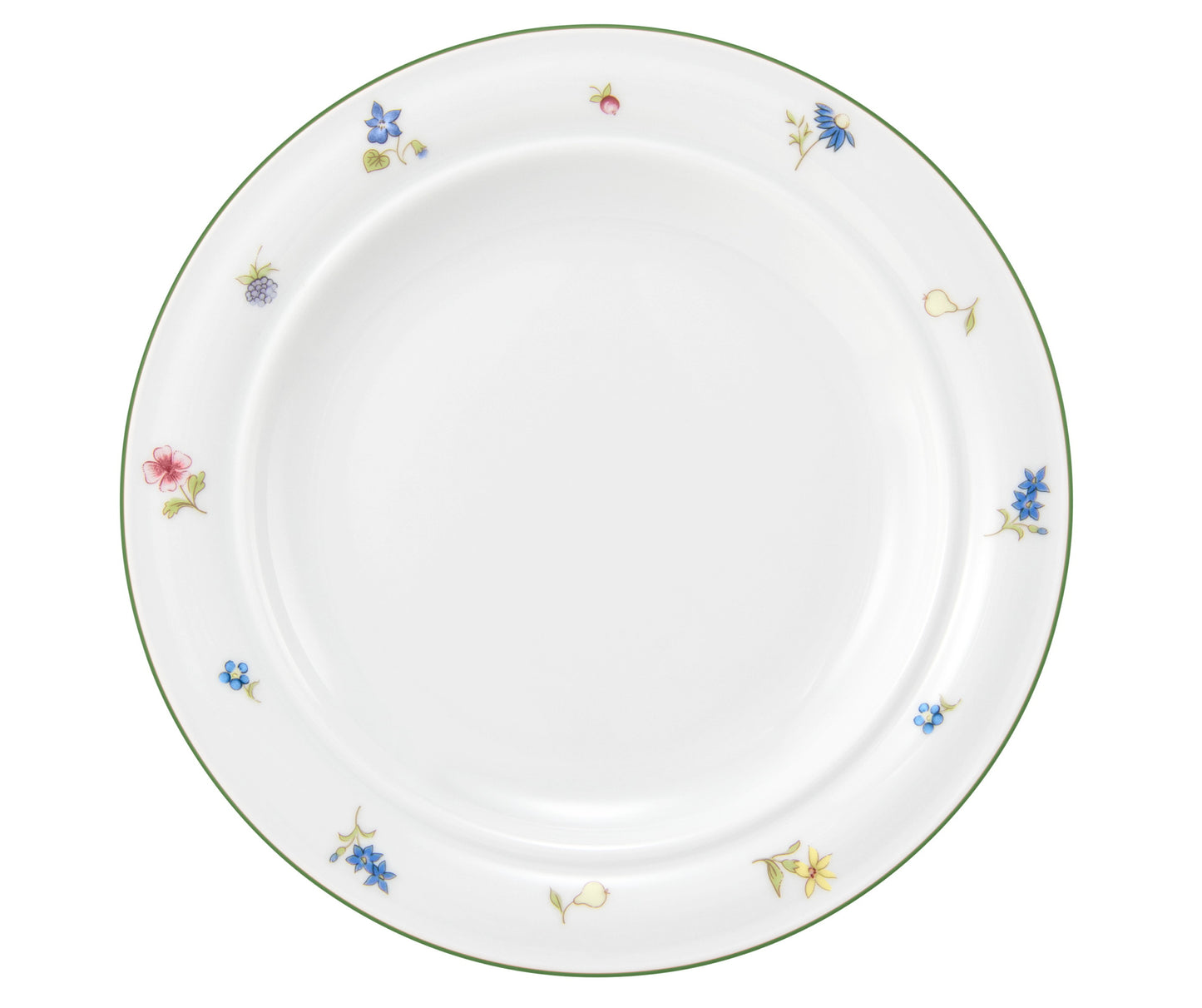 Bord mit Blumenmuster, weißes Geschirr