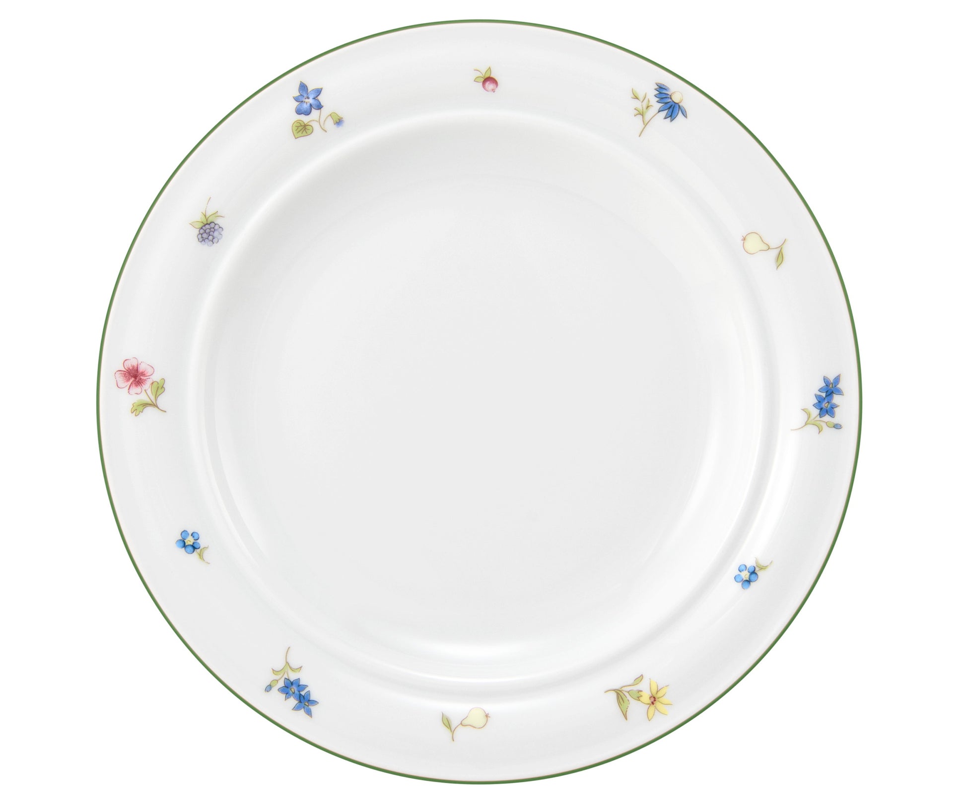 Bord mit Blumenmuster, weißes Geschirr