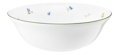 Weiße Schüssel mit Blumenmuster.