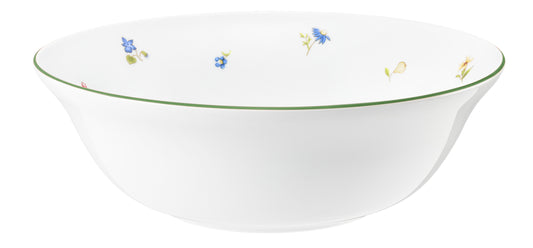 Weiße Schüssel mit Blumenmuster.