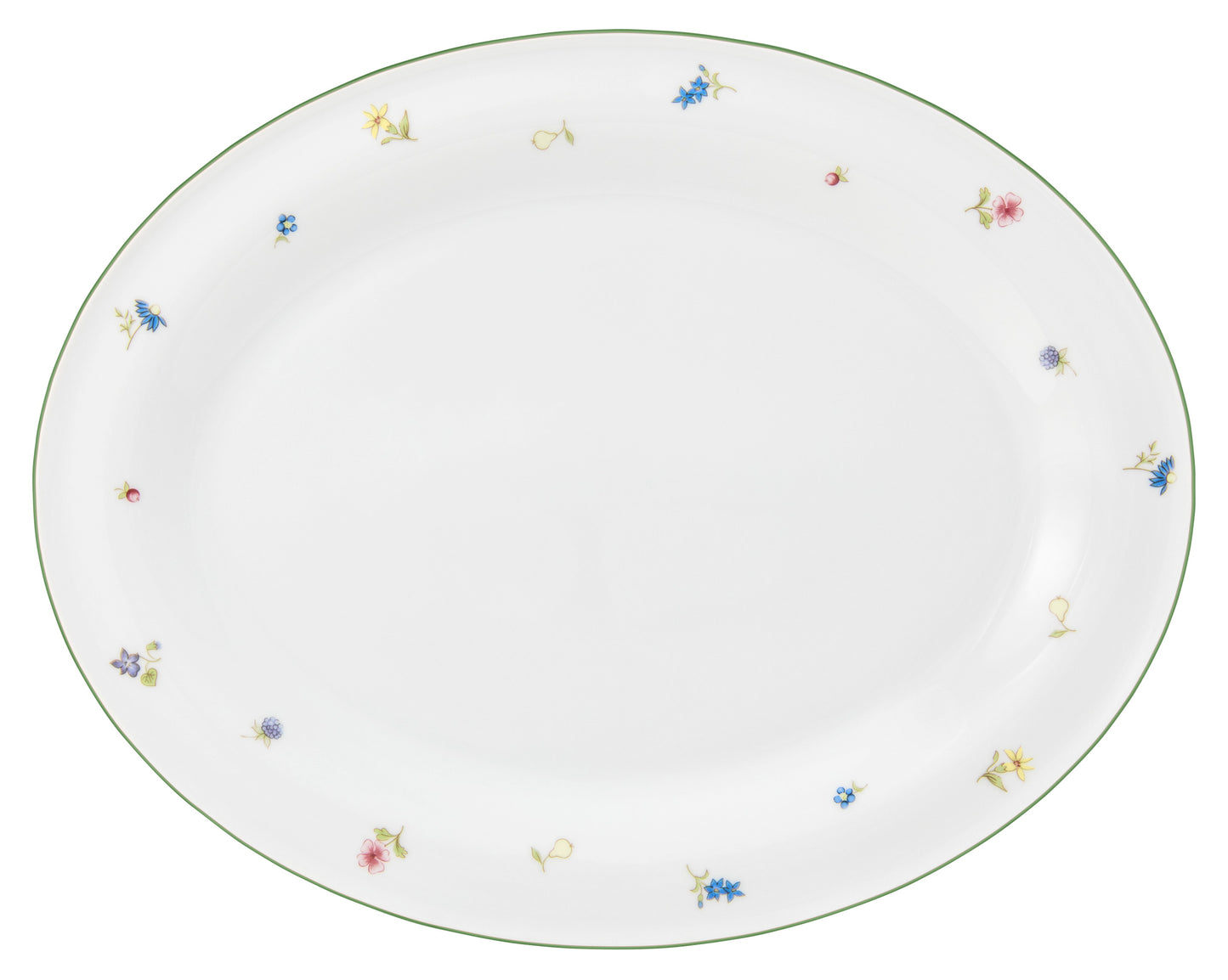 Weiße Servierplatte mit Blumenmuster