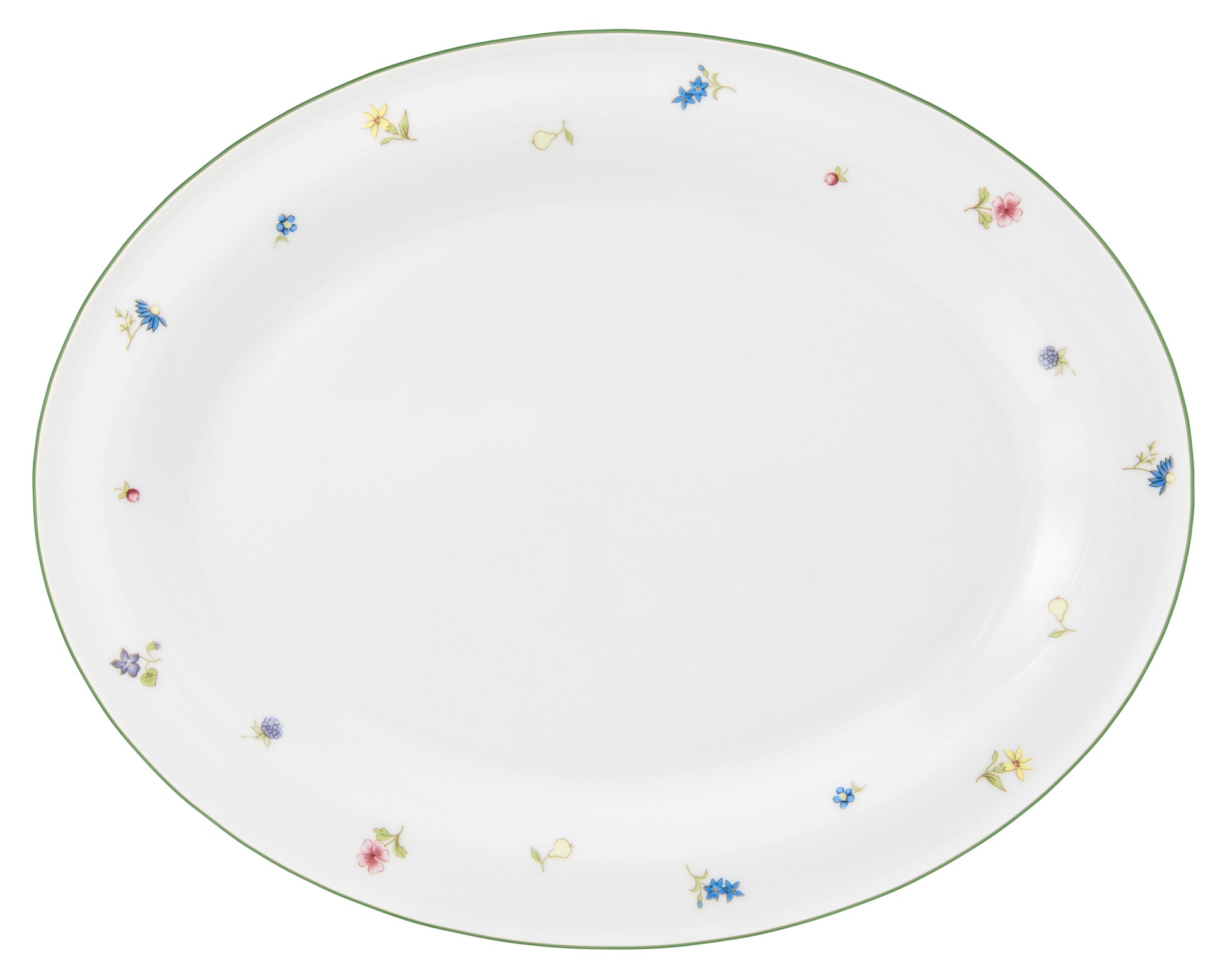 Weiße Servierplatte mit Blumenmuster