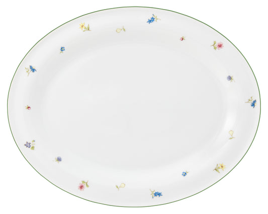 Weiße Servierplatte mit Blumenmuster