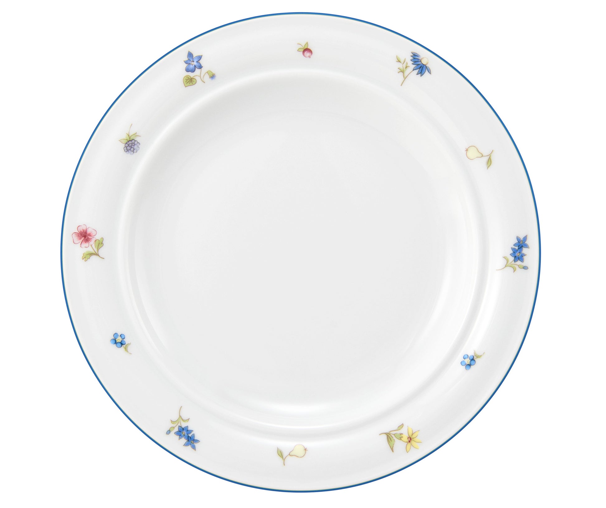 Bord mit Blumenmuster, weißes Geschirr