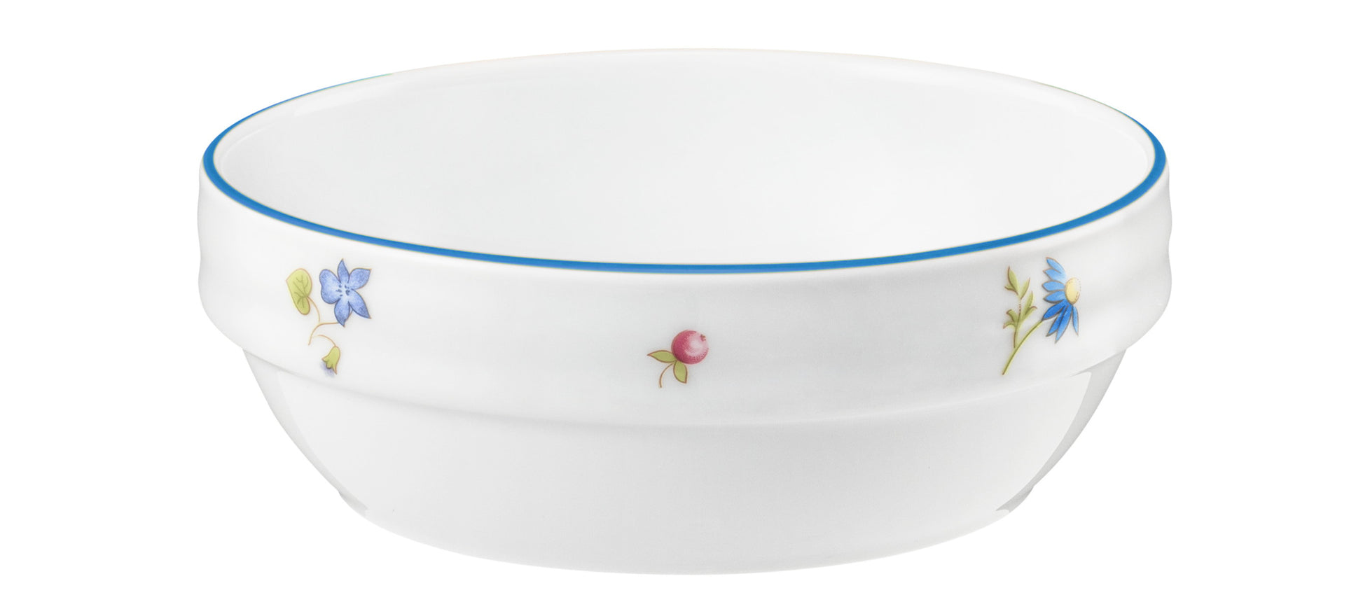 Weiße Schale mit Blumenmuster.