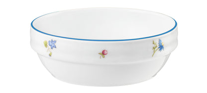 Weiße Schale mit Blumenmuster.