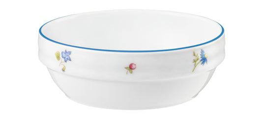 Weiße Schale mit Blumenmuster.
