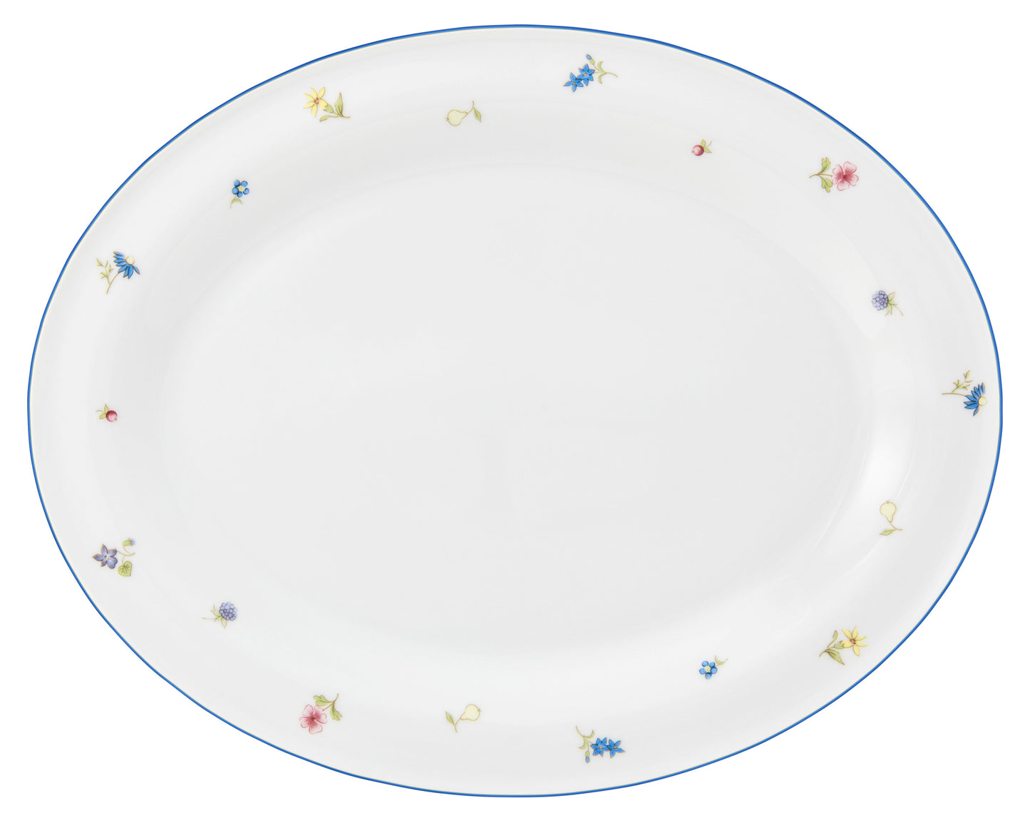 Ovaler Porzellanteller mit Blumenmuster