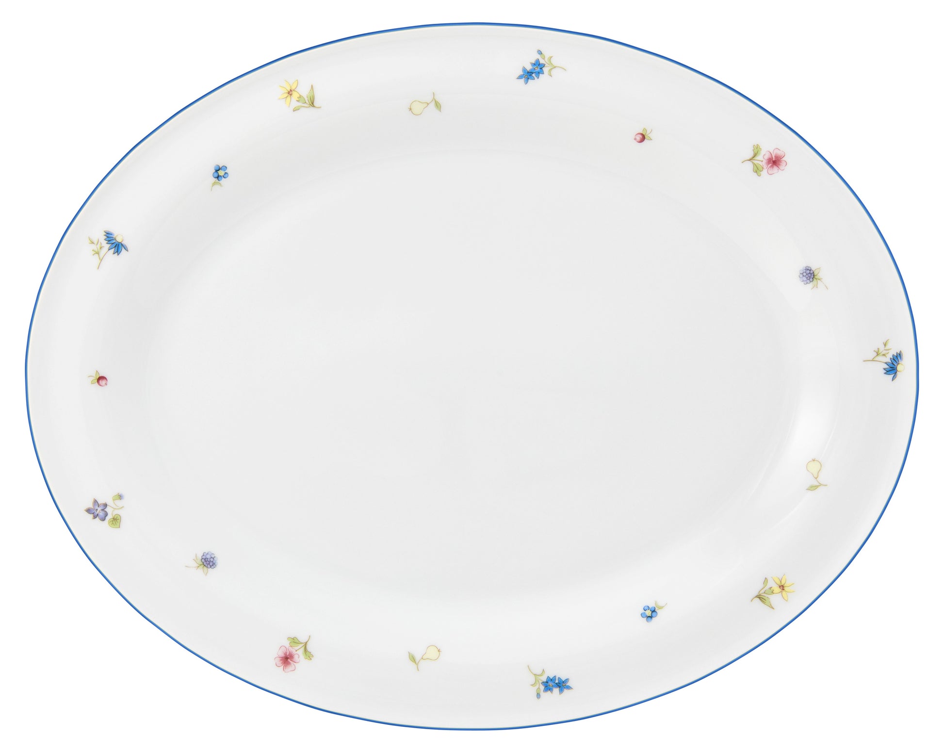 Ovaler Porzellanteller mit Blumenmuster