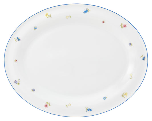 Ovaler Porzellanteller mit Blumenmuster