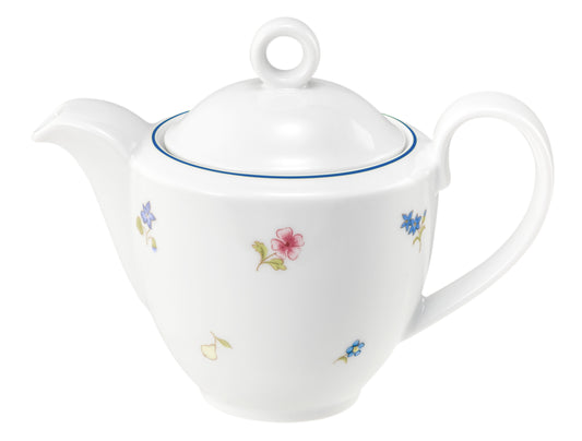 Weiße Porzellan-Teekanne mit Blumenmuster