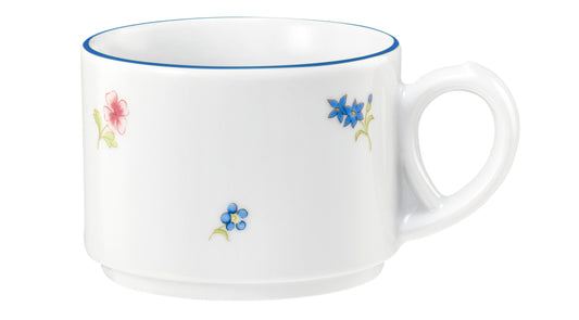 Weiße Tasse mit Blumenmuster