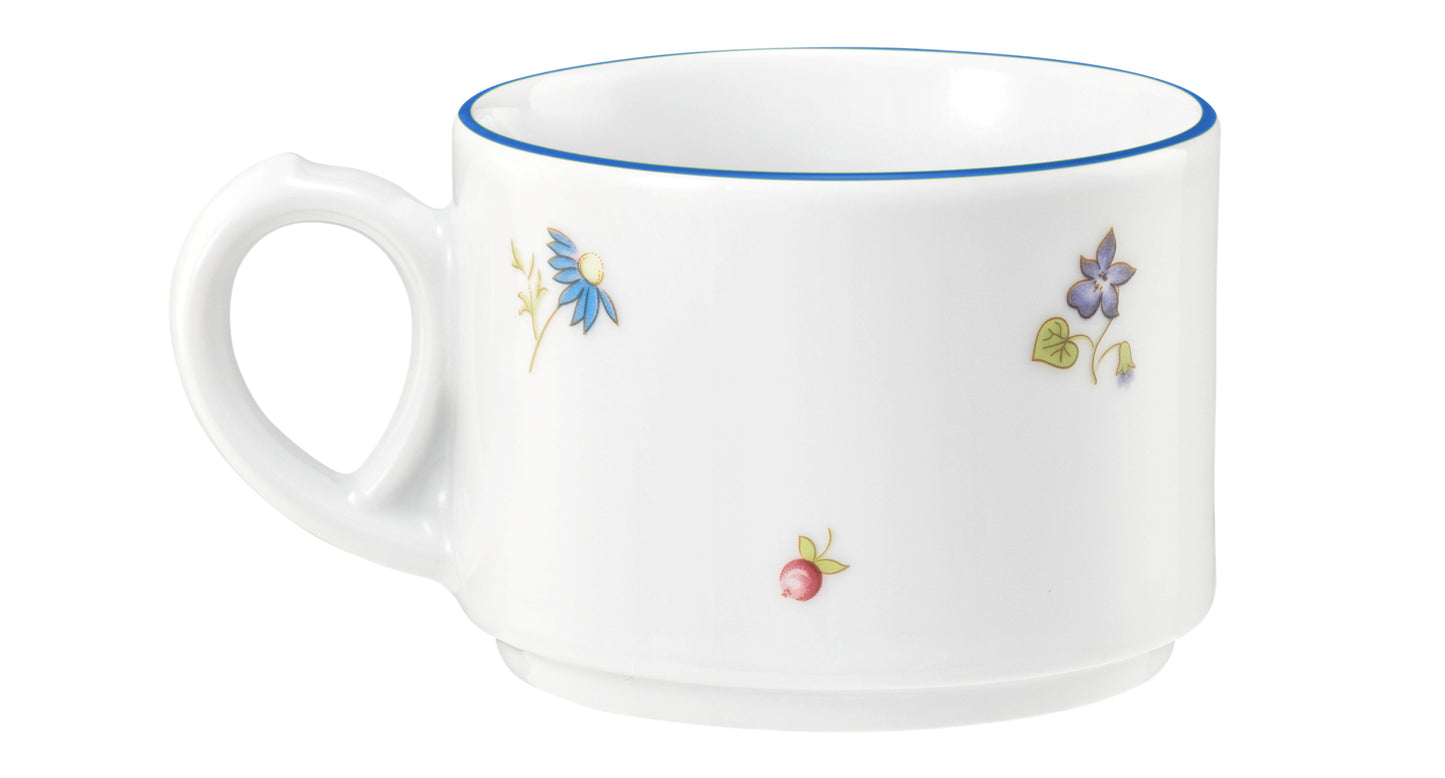 Weiße Tasse mit Blumenmuster