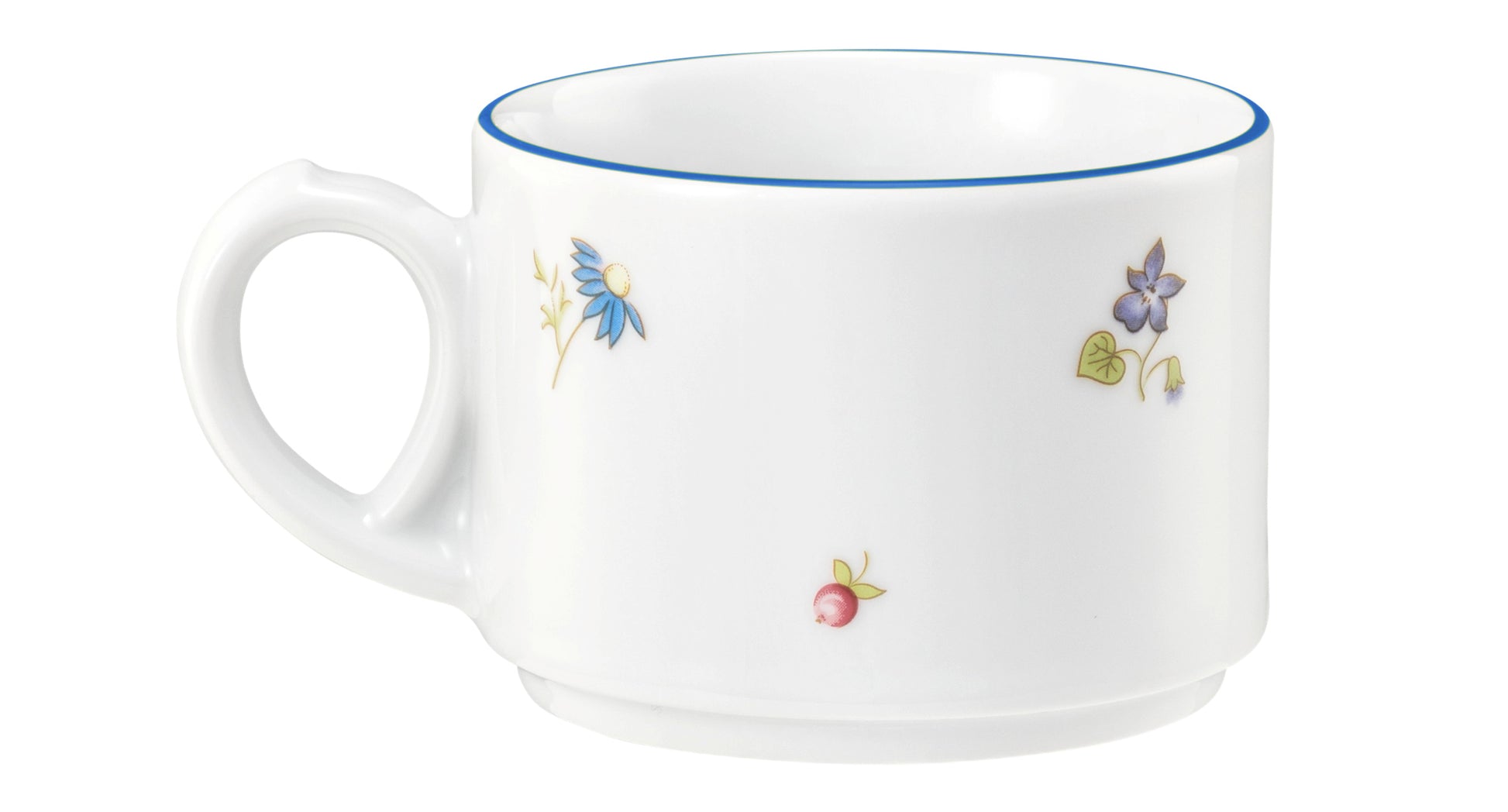 Weiße Tasse mit Blumenmuster