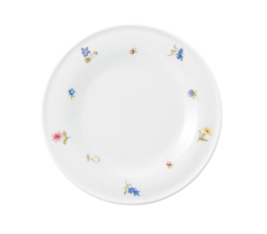 Weißer Teller mit Blumenmuster