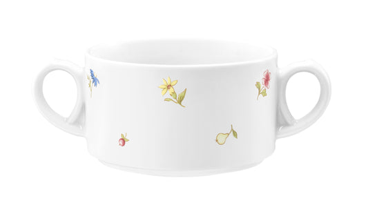 Weiße Kaffeetasse mit Blumenmuster