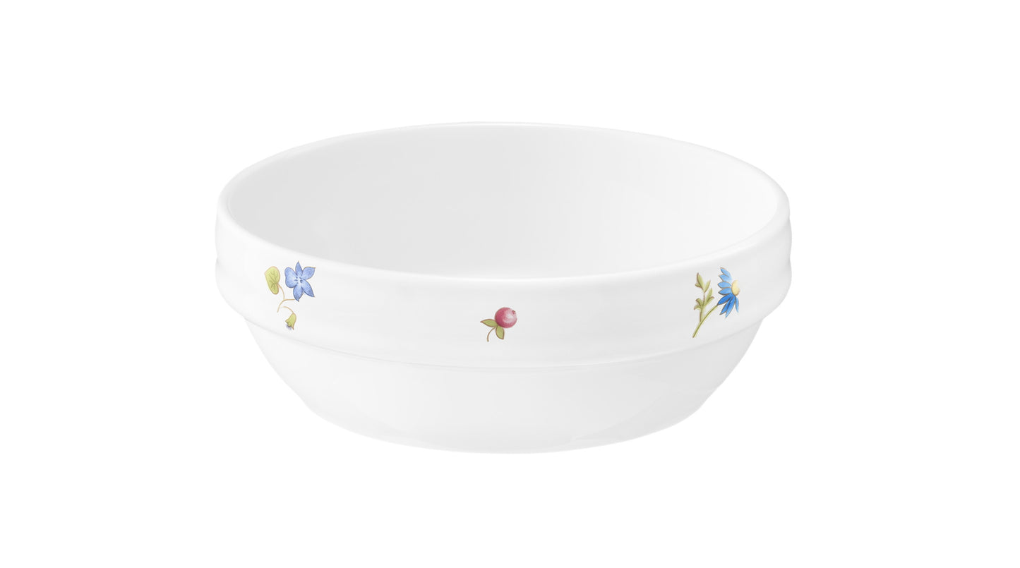 Weiße Schale mit Blumenmuster.