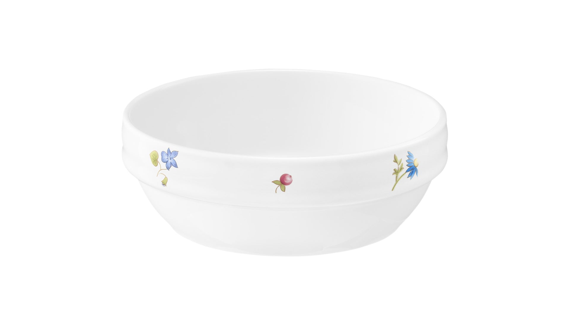 Weiße Schale mit Blumenmuster.