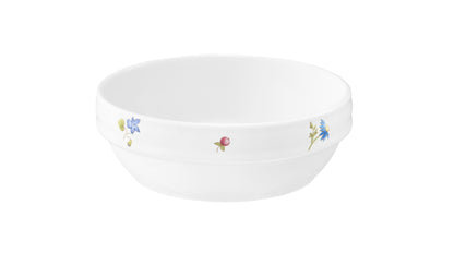 Weiße Schale mit Blumenmuster.