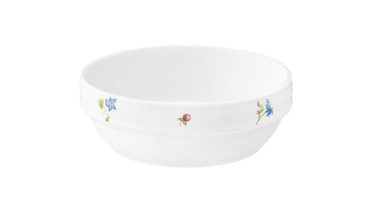 Weiße Schale mit Blumenmuster.